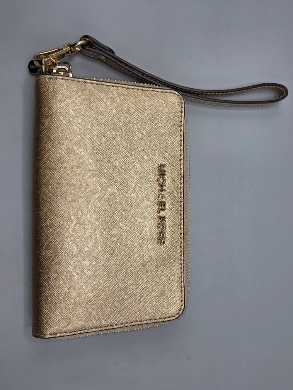 Michael Kors Gold Tone Zip Wallet w/ Wrist Strap